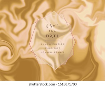 Vector rose brown marble modern wedding invitation template.