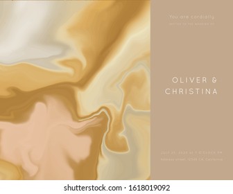 Vector rose brown marble modern wedding invitation template.Luxury classy fluid design.Brochure, flyer, cover, poster, card, logo,menu, business identity style.