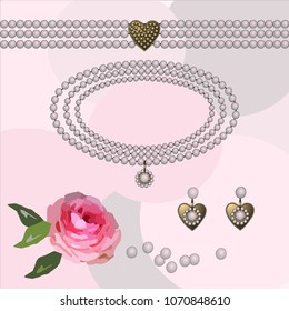 Vector rose design, pearls texture