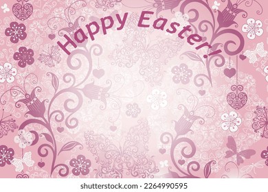Vector rose  Easter frame with vintage floral pattern and butterflies and place for the text