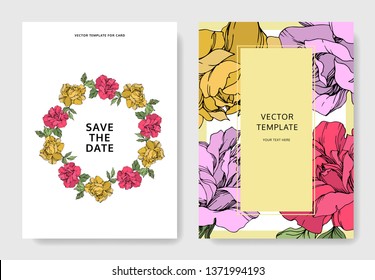 Vector Rose floral botanical flower. Black and white engraved ink art. Wedding background card floral decorative border. Thank you, rsvp, invitation elegant card illustration graphic set banner.