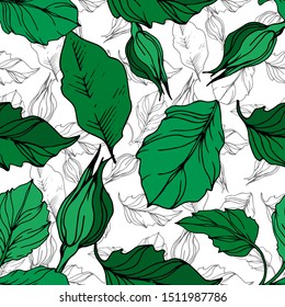 Vector rose floral botanical flowers. Wild spring leaf wildflower isolated. Black and white engraved ink art. Seamless background pattern. Fabric wallpaper print texture.