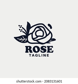 vector rose flower abstract minimalist simple logo Perfect for any brand and company