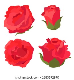 vector rose flower clip art on white isolated background
