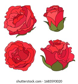 vector rose flower clip art on white isolated background