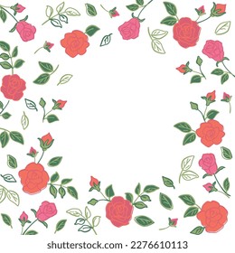 Vector rose flower frame illustration