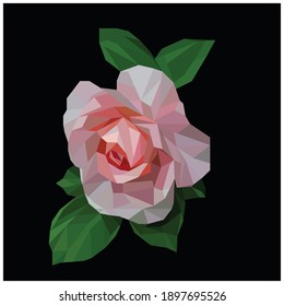 Ilustración de flor rosa vectorial con diseño poligonal. Gradiente y fondo.