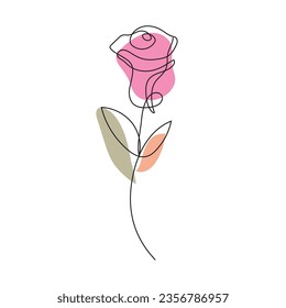 Vector rose flower line art. contour drawing. minimalism art.