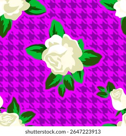 Vector - rose flower on an abstract background seamless pattern.
