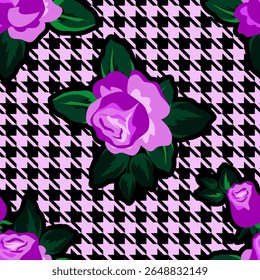 Vector - rose flower on an abstract background seamless pattern.