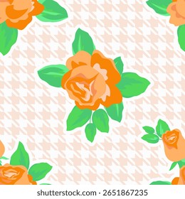 Vetor - flor de rosa em um plano de fundo abstrato sem emenda padrão.