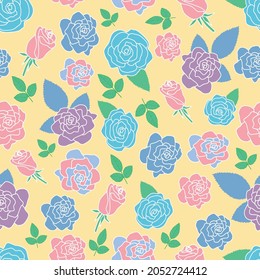 Vector Rose Flower seamless pattern. Perfect for fabric, scrapbooking, wallpaper project.