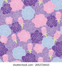 Vector Rose Flower seamless pattern. Perfect for fabric, scrapbooking, wallpaper project.