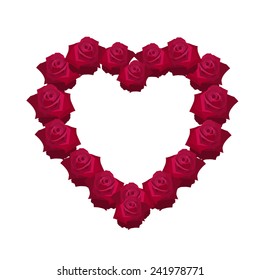 Vector of Rose Flowers Heart Over White. Valentine. Love