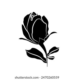 Vector rose flowers icon,  abstract illustration silhouette image ,botanical flora, eps 10.