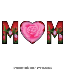 vector rose flowers and petals on transparent background. Top view. Mother's day background
