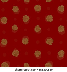 Vector rose flowers seamless pattern. Hand painted illustration in brown colors.