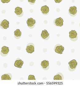Vector rose flowers seamless pattern. Hand painted illustration in neutral colors.