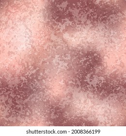Vector Rose Gold Distressed Foil Seamless Pattern. Shiny pink golden patina grunge repeat texture. Abstract modern luxury metal surface digital paper, background, wallpaper.