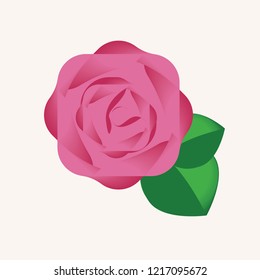 Vector rose with green leaves illustration for graphic artwork