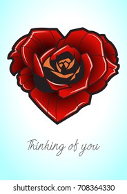 Vector Rose Heart Greeting Card Romantic Message