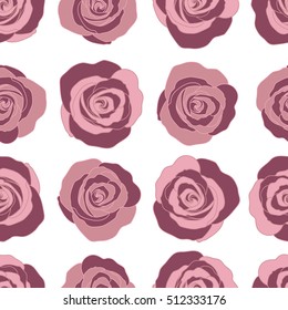 Vector rose icon. Abstract spring decorative roses seamless pattern in violet colors.