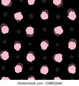Vector rose icon. Abstract spring decorative roses seamless pattern in neutral colors.