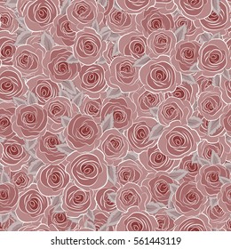 Vector rose icon. Abstract spring decorative roses seamless pattern in red colors.