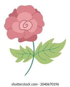 Icono de rosa del vector. Hermosa ilustración de flores de jardín aisladas en fondo blanco
