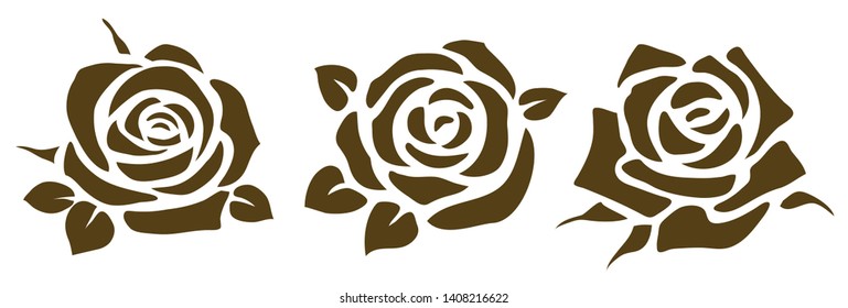 Vector rose icon. Set of decorative flower silhouettes for your design