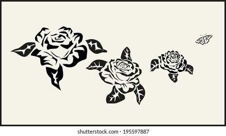 Vector Rose . icons .tattoo .