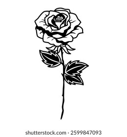 Vector Rose Illustration Flash Tattoo Drawing Isolated