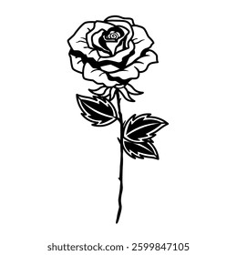Vector Rose Illustration Flash Tattoo Drawing Isolated