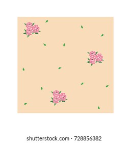 Vector - Rose with leaves on light brown background. Vintage style.