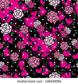 Vector Rose with polka dot (seamless pattern), vector element for your design