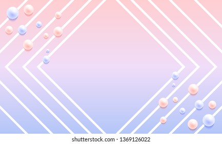 Vector Rose Quartz and Serenity Color Abstract Background With Pearls and Diamond Shape Outline
