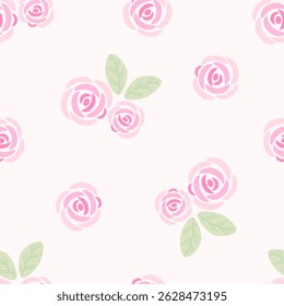 O vetor subiu o padrão de fundo de flor sem costura. Tecido floral bonito isolado. Floral de primavera para cartões de dia dos namorados, tecido, scrapbooking, papelaria, embalagem, têxteis e papel de parede.