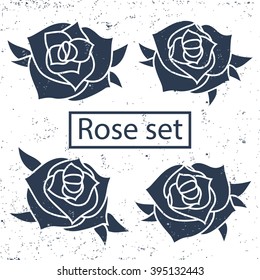 Vector rose set isolated on white background