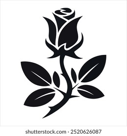 vector rose silhouette white background