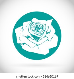 vector rose stamp isolated on white.