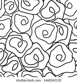 Vector Roses in Black and White Seamless Repeat Pattern