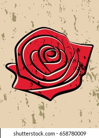 Vector roses illustration on grunge background. Tattoo rosa 