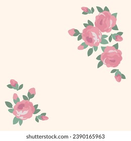 Vektorgrafik roses Illustration für Ihr Design. Rosa Rosen mit grünen Blättern Vorlage kann als Postkarte, Textil-Design, Verpackung Design, Etikett, Einladung, Grußkarte, Tattoo, Aufkleber.