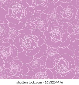 Vektorillustration von Rosen auf violettem Hintergrund, nahtloses Muster