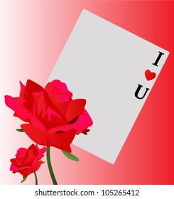 Vector - Roses and postcard.Concept:I love you.