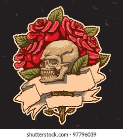 Vector roses and scull
