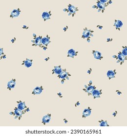 Vector roses seamless pattern for your design. Can be use as  postcard, textile design, packaging design, label, invitation, greeting card, wrapping paper, fabric design.