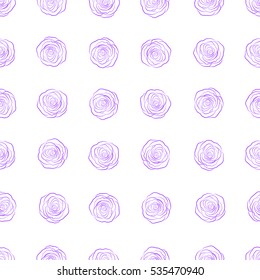 Vector roses silhouette background. Violet abstract monochrome flowers. Seamless pattern.