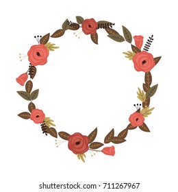 Vector roses wreath. frame for greeting, invitation, wedding cards design.