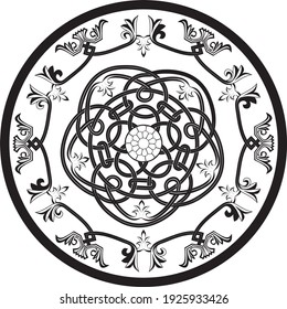 Vector, Rosette, oranemnt, floral drawing, arabesque, round 